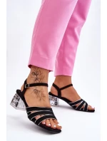 Zamszowe Sandały Z Kryształami Czarne Callan