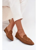 Mokasyny Damskie Z Eko Zamszu Płaskie Camel Miryelle