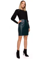 Dámska mini sukňa z umelej kože M527 čierna - Moe