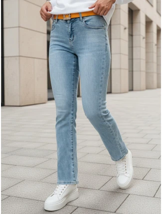 Dámske džínsové nohavice s rovnými nohavicami a opaskom TENDJEN modré FashionStreet UY2497