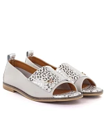 Dámske kožené topánky s otvorenou špičkou béžové Potocki JE19397