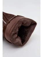 Kozaki Damskie Z Wywiniętą Cholewką Klamrą I Srebrnym Zamkiem Ocieplane Brązowe Bressa