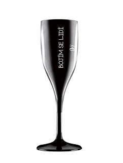 Bojím sa ľudí - čierny nerozbitný pohár na prosecco 150 ml