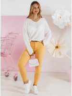 CLARET dámske džínsové nohavice s opaskom žlté FashionStreet UY2454