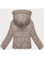 Obojstranná krátka bunda s kapucňou cappuccino-khaki (B8181-12011)