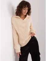 Dámsky sveter s golierom Light Beige (2349) Dámsky sveter s golierom Light Beige (2349)