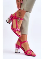 Lakierowane Sandałki Na Ozdobnym Słupku D&A CR-232 Fuksja