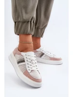 Sneakersy Skórzane Damskie D&A LR110 Biało-Różowe