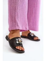 Klapki Damskie Z Ozdobami S.Barski KV27-031 Czarne