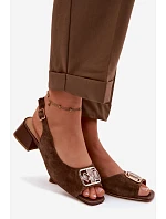Elegantné sandále na podpätku z prírodného semišu D&A CE61-3127 Brown Elegantné sandále na podpätku z prírodného semišu D&A CE61-3127 Brown