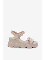 Kožené dámske sandále na platforme Artiker 54C1624 light beige