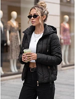 Dámska prešívaná bunda s kapucňou, čierna, FashionStreet TY5857 Dámska prešívaná bunda s kapucňou, čierna, FashionStreet TY5857