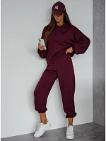 Dámska tepláková súprava s kapucňou v maslovej a bordovej farbe, FashionStreet AY1211