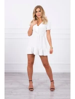 Šaty s viazaným výstrihom do V ecru