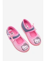Dievčenské balerínky na suchý zips HELLO KITTY ružové Shani Dievčenské balerínky na suchý zips HELLO KITTY ružové Shani