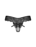 Dámske tangá Trinise Crotchless Black - Obsessive
