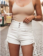 Dámske bavlnené šortky s viazaním STYLE SHORTS white FashionStreet SY0396 Dámske bavlnené šortky s viazaním STYLE SHORTS white FashionStreet SY0396