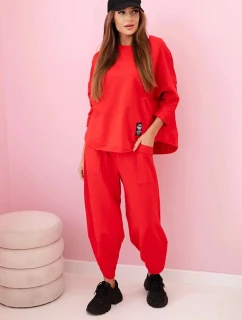 Bavlnená mikina nohavice set červená
