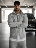 Pánska mikina na zips bez kapucne sivá BX4109 Pánska mikina na zips bez kapucne sivá BX4109