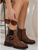 Dámske semišové čižmy s leopardím vzorom FashionStreet ZY1261