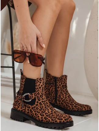 Dámske semišové čižmy s leopardím vzorom FashionStreet ZY1261