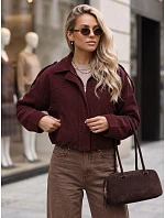 Dámska krátka bordová kordová bunda FashionStreet TY6019