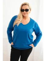 Dámske Plus veľkosť V-neck blúzka s dlhými rukávmi Khabra Dámske Plus veľkosť V-neck blúzka s dlhými rukávmi Khabra