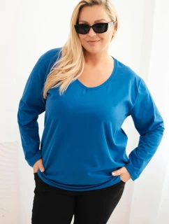 Dámske Plus veľkosť V-neck blúzka s dlhými rukávmi Khabra