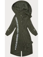 Voľná dlhá bunda s kapucňou khaki (TR982) Voľná dlhá bunda s kapucňou khaki (TR982)