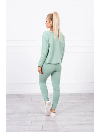 Súprava s oversize blúzkou tmavo mätovej farby Súprava s oversize blúzkou tmavo mätovej farby