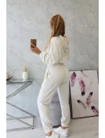 Velúrová súprava s kapucňou ecru