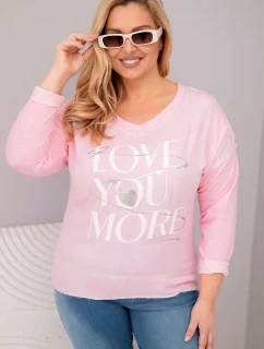 Dámska blúzka nadmernej veľkosti s Love You More Light Pink