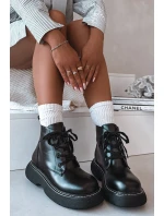 Dámské zateplené kotníkové boty na platformě s šněrováním Černé Harmine