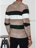 Pánsky pruhovaný hnedý sveter FashionStreet WX2242