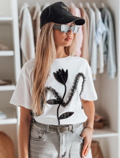 Dámske tričko oversize s 3D efektom PETINIA white FashionStreet RY2713