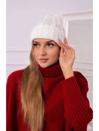 Ariana K299 ecru čiapka s vyhrňovacím lemom Ariana K299 ecru čiapka s vyhrňovacím lemom