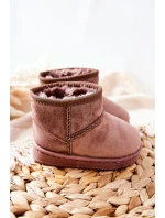 Dziecięce Ocieplane Botki Śniegowce Ciemny Beż Gooby