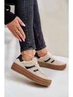 Zazoo N1176 Zamszowe Sneakersy Na Platformie Beżowe