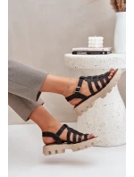 Skórzane Sandały Damskie Zazoo 3695 Czarne