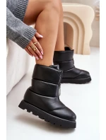 Platformové snežnice so zipsom z eko kože Black Resisia