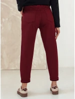 Dámske nohavice chinos s opaskom ELEGANTENO bordová FashionStreet UY2256 Dámske nohavice chinos s opaskom ELEGANTENO bordová FashionStreet UY2256