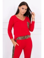 Sada s leopardím potlačou červená