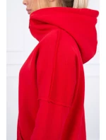 Zateplená mikina s predĺženým chrbtom a vreckami červená