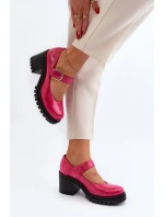 Zazoo 20166 Lakierowane Skórzane Czółenka Fuksja