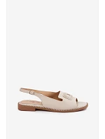 Kožené dámské sandály na nízkém podpatku S.Barski KV61-6076 béžové