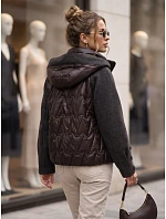 Dámska prešívaná bunda s odnímateľnou kapucňou, hnedá, FashionStreet TY5935