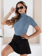 Dámsky rebrovaný sveter s krátkym rukávom GIRLGLORY modrý FashionStreet MY2555 Dámsky rebrovaný sveter s krátkym rukávom GIRLGLORY modrý FashionStreet MY2555