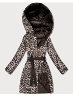 Obojstranná zimná bunda plus size chocolate/panther (M6-6008-103)