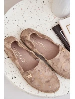 Elegantné velúrové espadrilky s kvetmi Dámske béžové Zazoo 10177 Elegantné velúrové espadrilky s kvetmi Dámske béžové Zazoo 10177