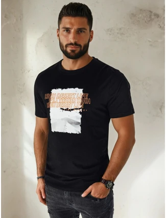 Pánske tričko s potlačou čierne FashionStreet RX5489